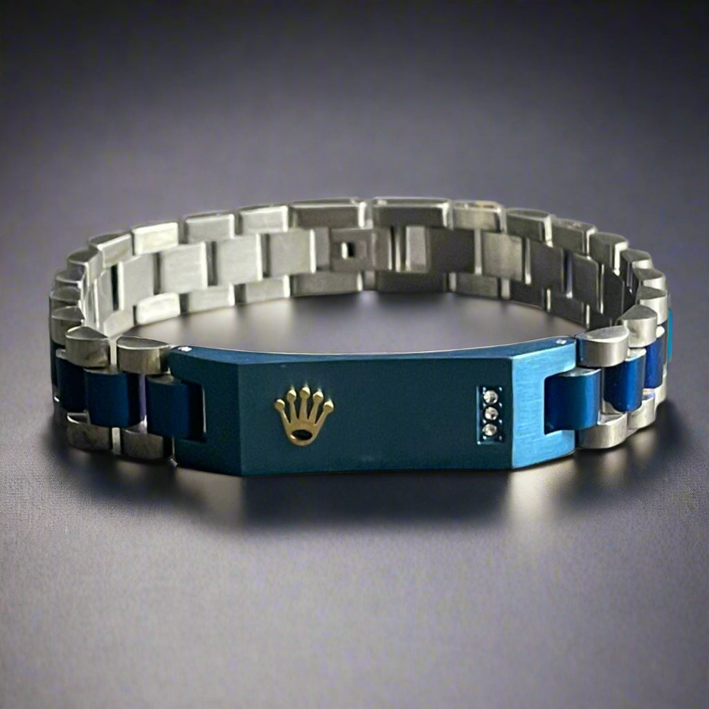 Blue Silver RLX Crown Jubilee Bracelet
