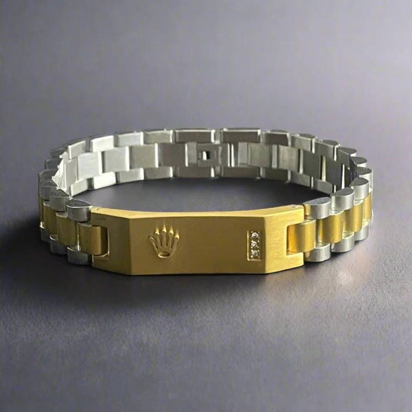 Golden Silver RLX Crown Jubilee Bracelet