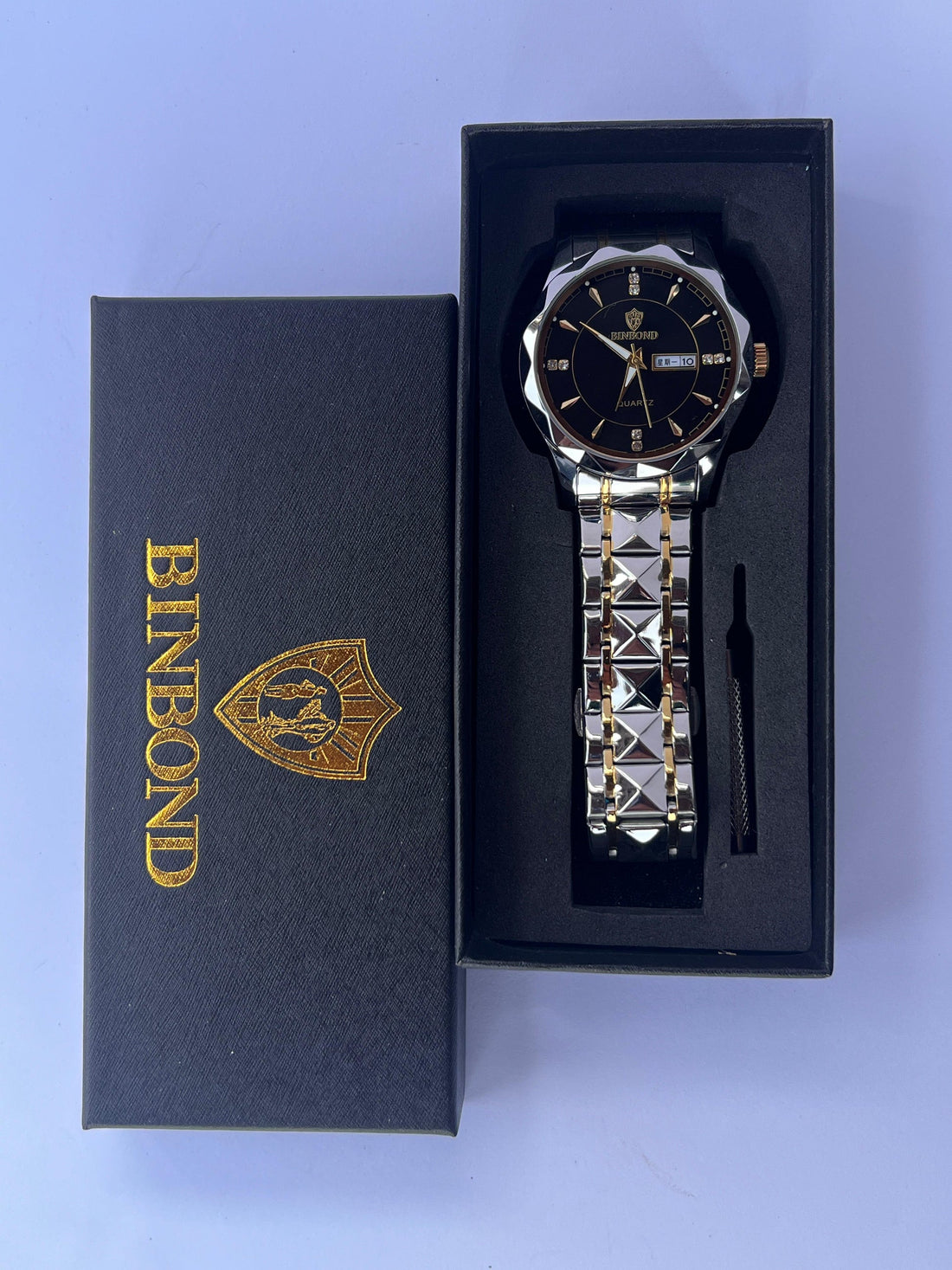 BINBOND Luxury Men's Quartz Watch – Dual Tone